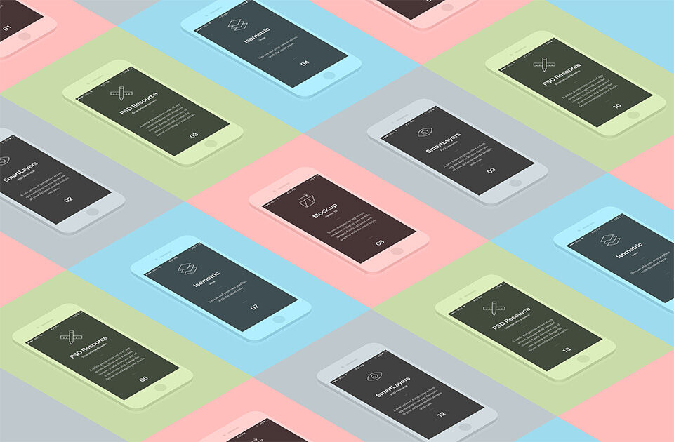 Flat Isometric App Screens Mockup FREE PSD
