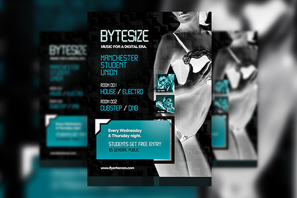 Flat Nightclub Techno Flyer Template FREE PSD