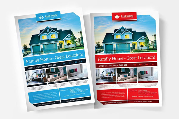 Flat Real Estate Rack Card and Flyer Templates FREE PSD