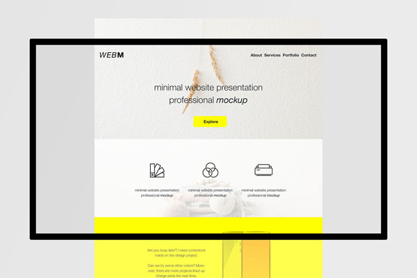 Flat Website Presentation In Striking Colors Mockup FREE PSD