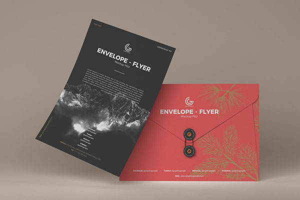 Flyer Mockup Featuring an Envelope with Japanese Closure FREE PSD