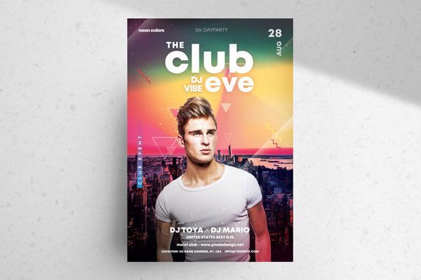 Flyer Template Featuring a Modern Club Party FREE PSD
