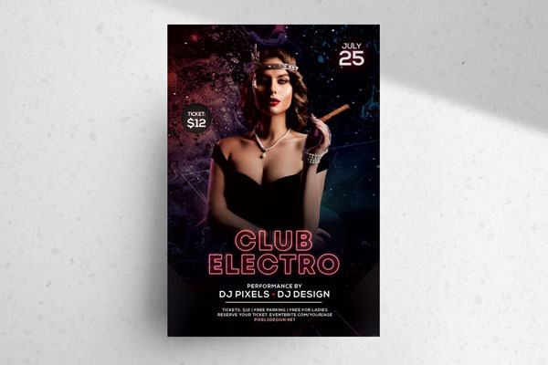 Flyer Template Featuring Electro Night Club FREE PSD
