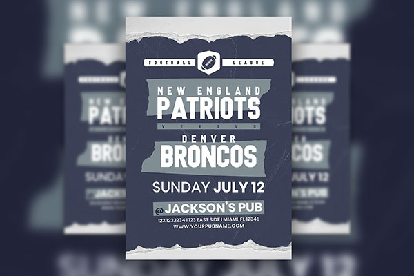 Football Gameday Flyer Template in Dark Blue FREE PSD