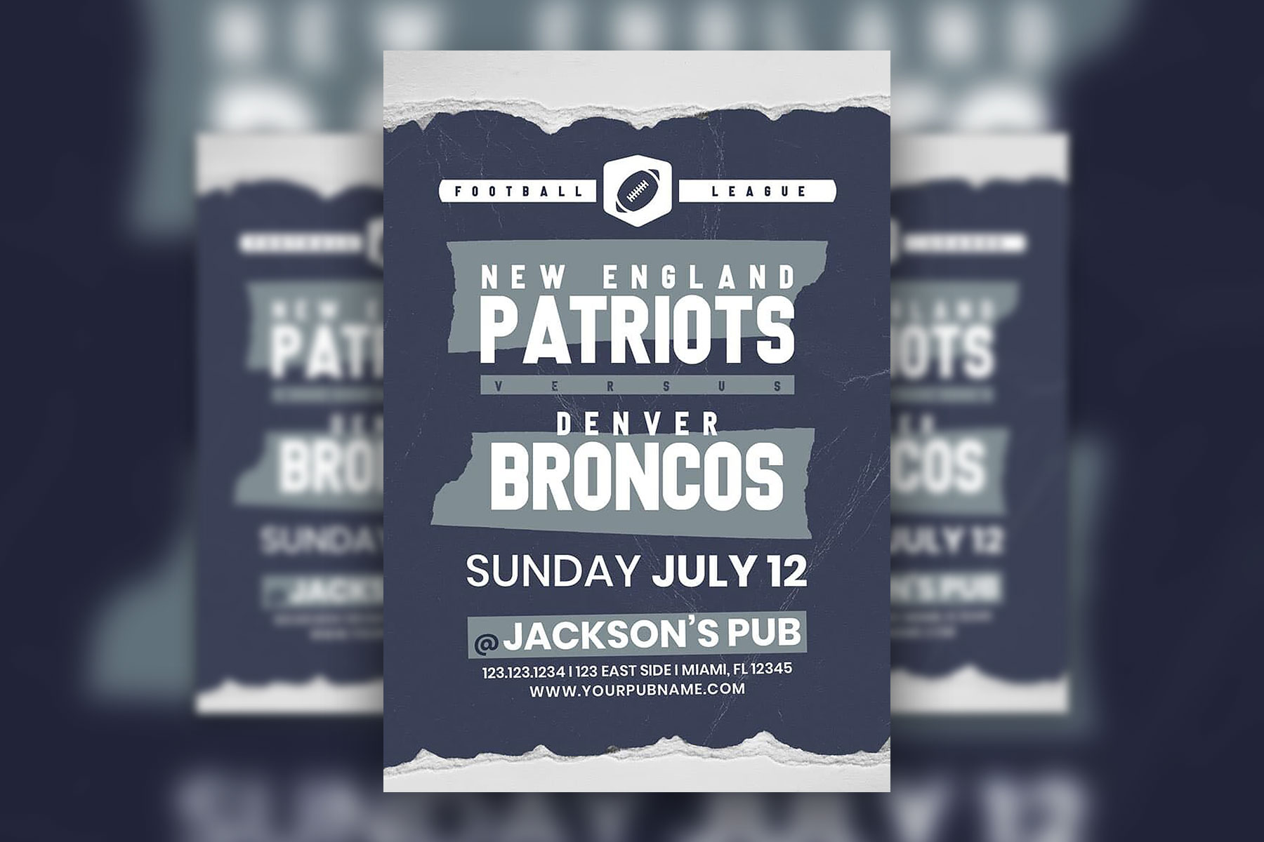 Football Gameday Flyer Template in Dark Blue FREE PSD