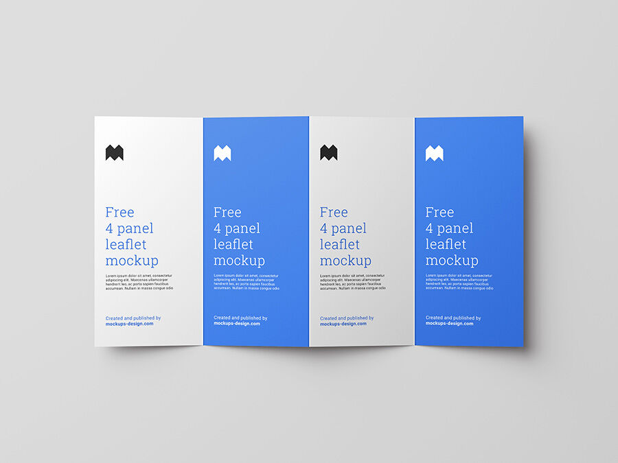 Four Shots of Four Fold Leaflets Mockup FREE PSD