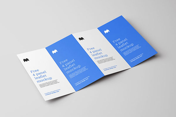 Four Shots of Four Fold Leaflets Mockup FREE PSD