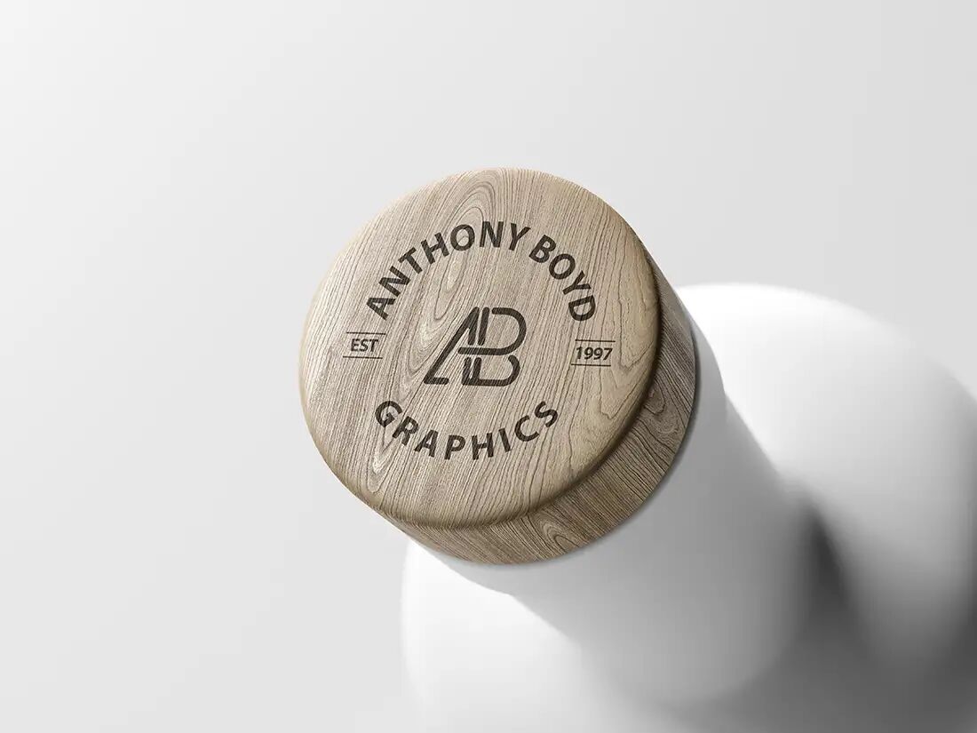 Free Bottle Top with Matte Wooden Look Mockup FREE PSD