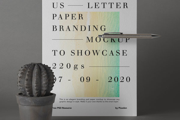 Free Letterhead Paper and a Pen Mockup FREE PSD