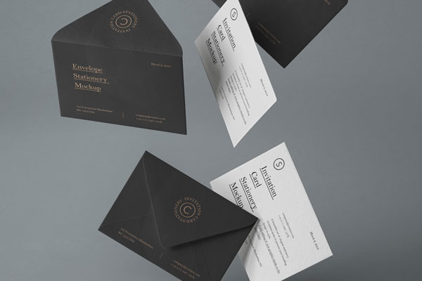 Front and Back Levitating Envelope Mockup FREE PSD