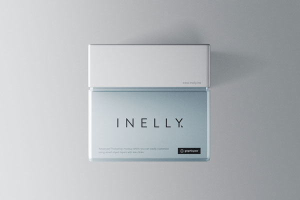 Front Shot of a Nifty Glass Square Cosmetic Jar Mockup FREE PSD
