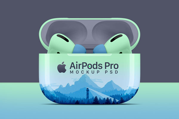 Front View Airpods Pro Charging Case Mockup FREE PSD