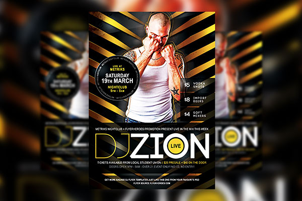 Front View DJ Nightclub Flyer Template FREE PSD