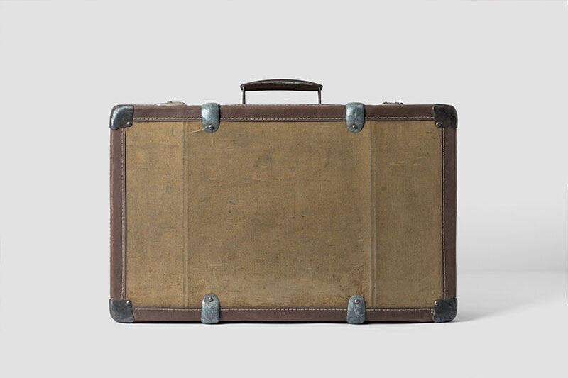 Front View of a Classic Brown Suitcase Mockup FREE PSD