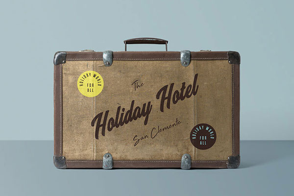 Front View of a Classic Brown Suitcase Mockup FREE PSD