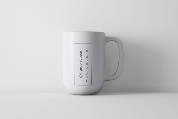 Front View of Minimal Coffee Mug Mockup FREE PSD