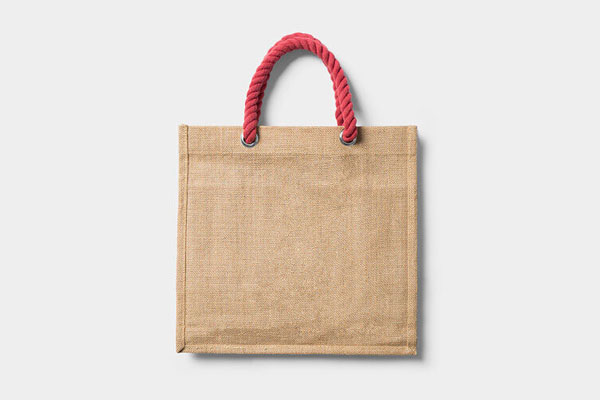 Front View of Tote Bag with Cord Handle Mockup FREE PSD