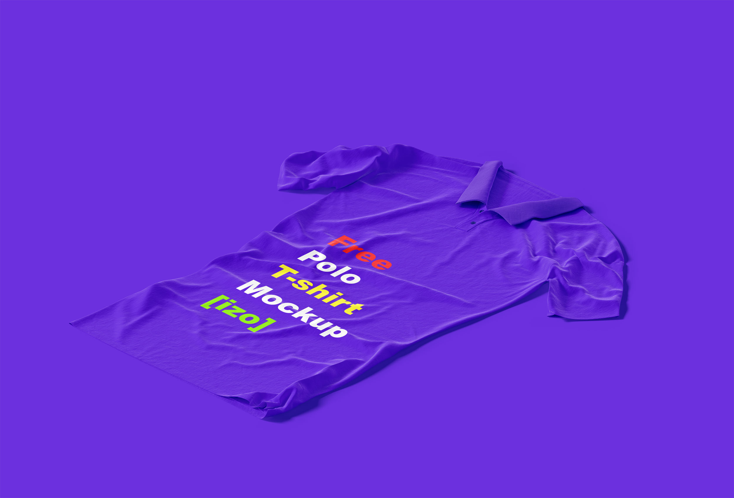 Front View of Wrinkled Polo T-Shirt Mockup FREE PSD