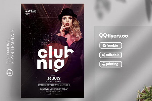 Futuristic Club Events Flyer Template FREE PSD