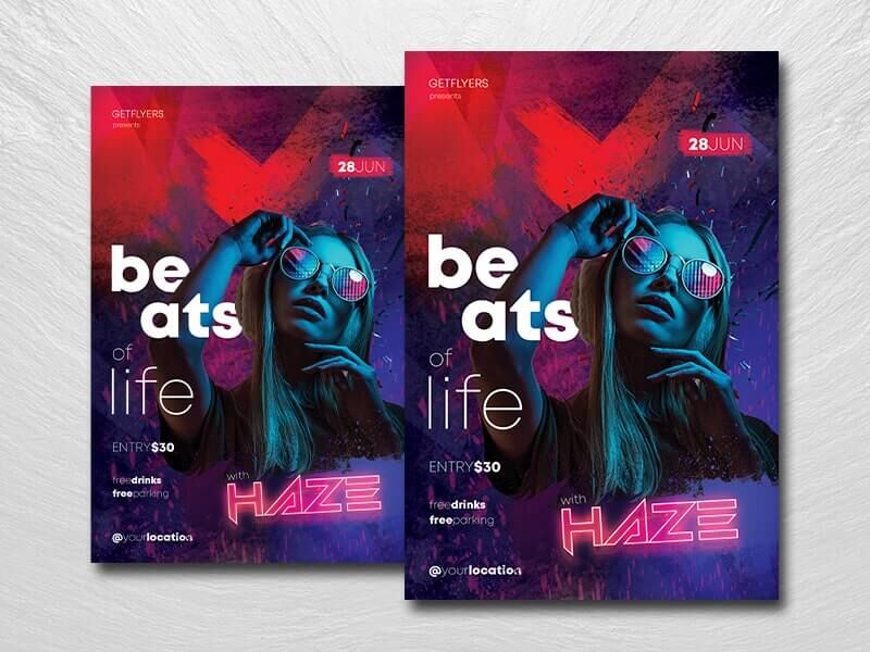 Futuristic DJ Nightclub Flyer Template FREE PSD