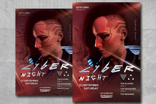 Futuristic Game Night Event Flyer Template FREE PSD
