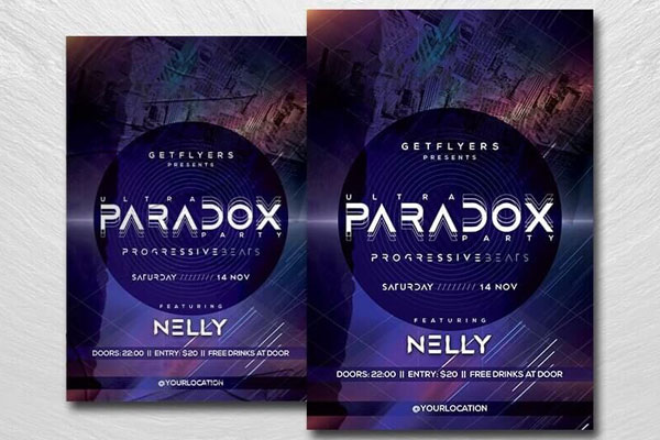 Futuristic Purple DJ Party Flyer Template FREE PSD