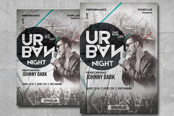 Futuristic Urban Night Party Flyer Template FREE PSD