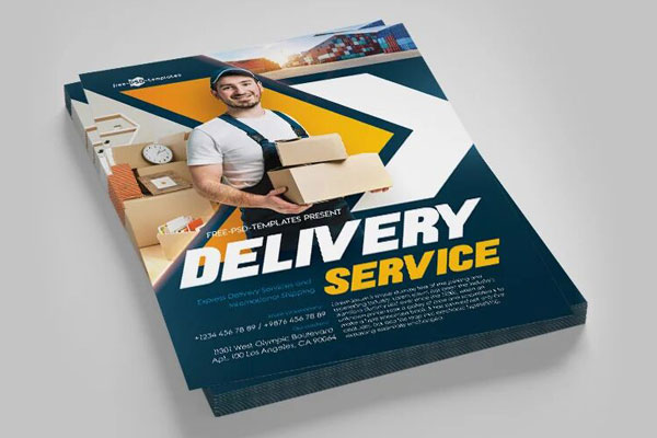 Geometric Delivery Service Flyer and Facebook Cover Template FREE PSD