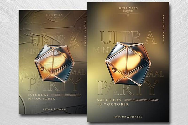 Golden Luxury Party Flyer Template FREE PSD