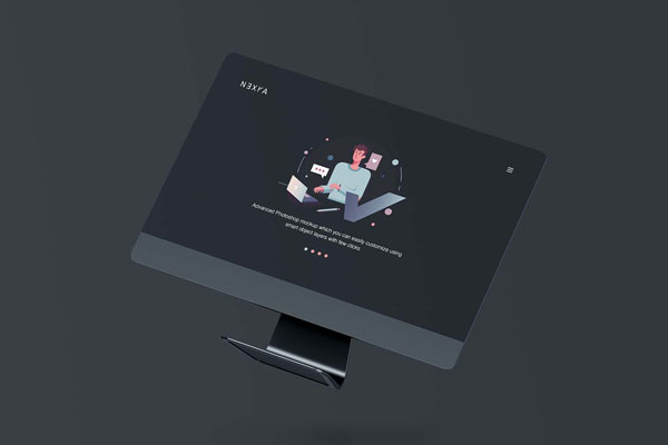 Gravity iMac Computer Screen Mockup FREE PSD