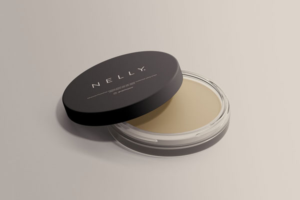 Half Open Clear Glass Cosmetic Jar Mockup FREE PSD