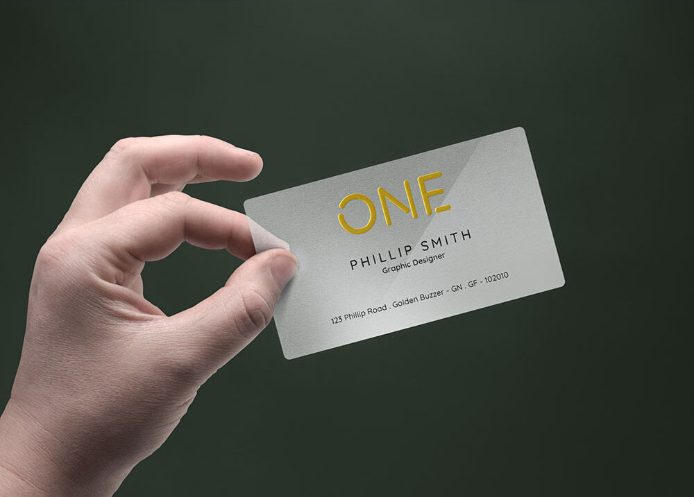Hand Holding Realistic Business Card Mockup FREE PSD