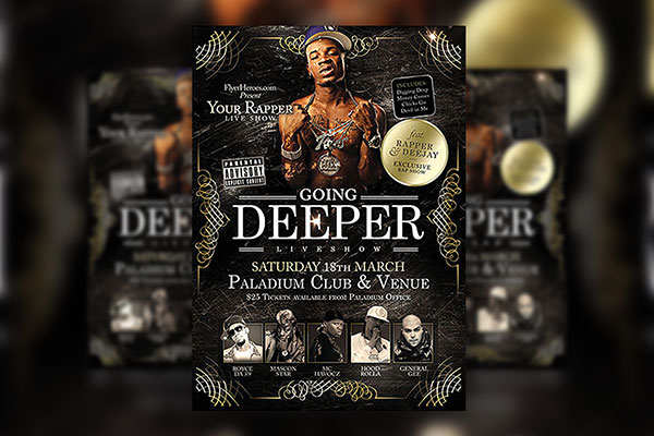 Hip Hop Flyer Template Featuring Dark Vintage Scene FREE PSD