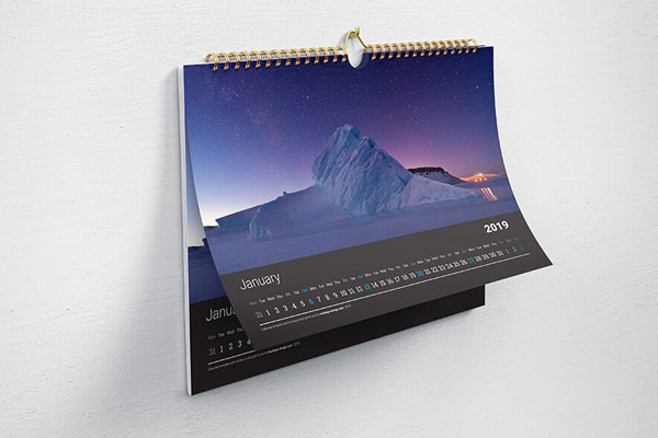 Horizontal Calendar Mockup In Two Different Angles FREE PSD