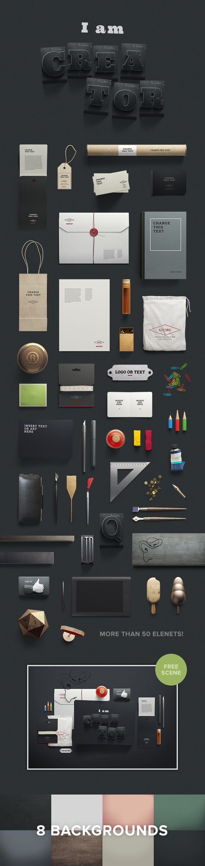 I Am Creator Scene Generator Featuring Over 50 Elements FREE PSD
