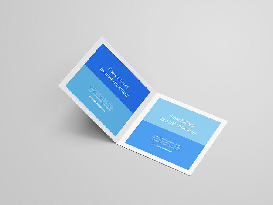 Bi-Fold Square Leaflet Mockup with 8 angles FREE PSD