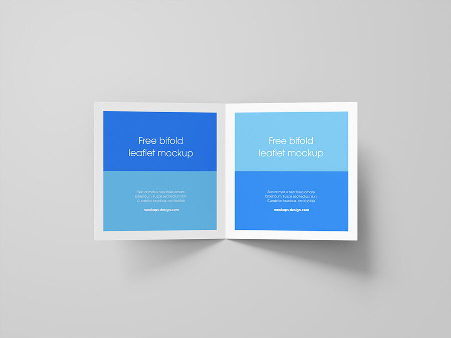 Bi-Fold Square Leaflet Mockup with 8 angles FREE PSD