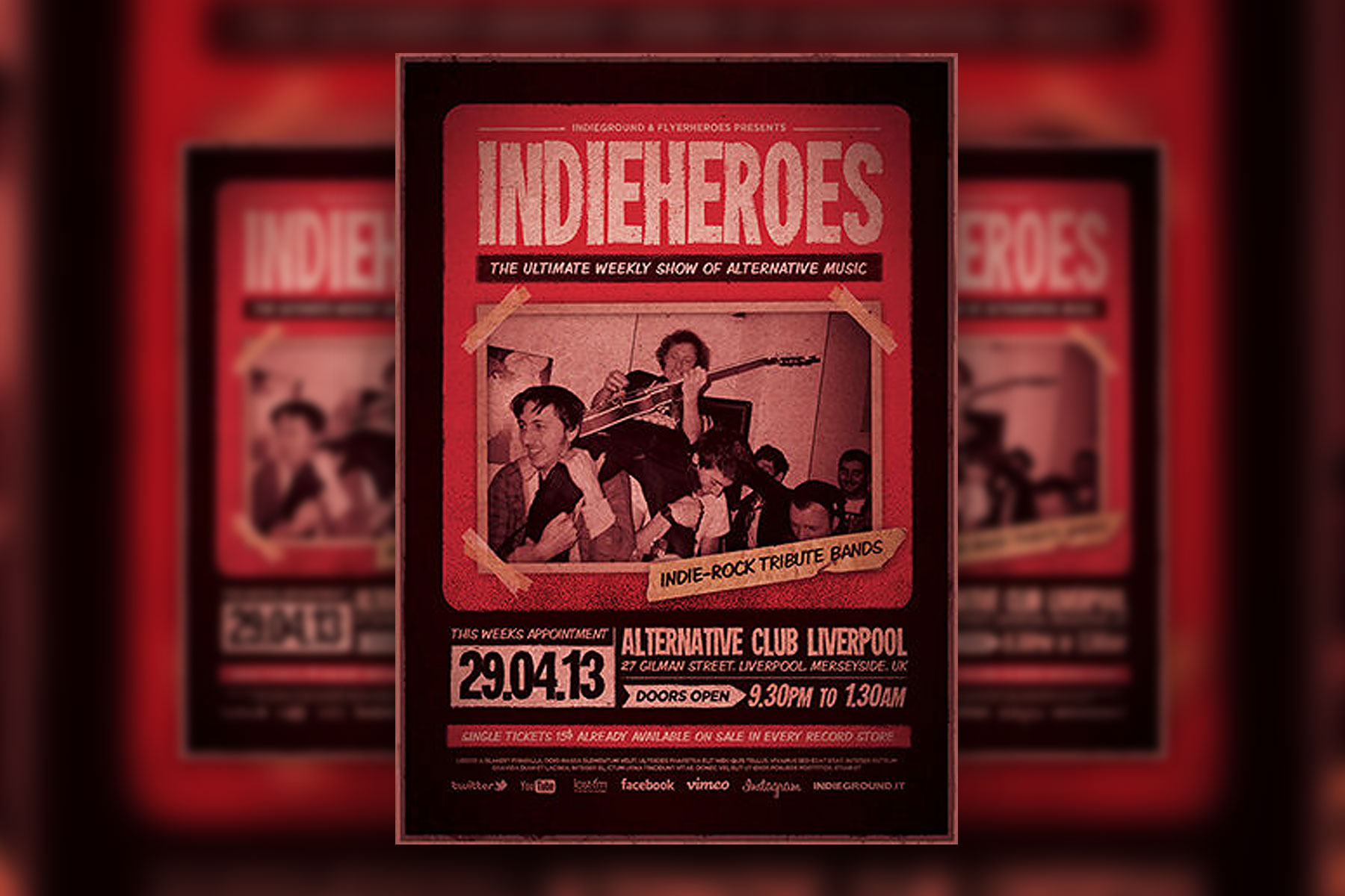 Indie Flyer Template with Vintage Theme and Black Borders FREE PSD