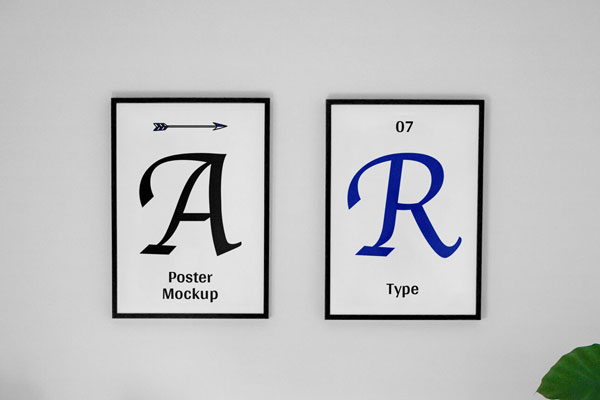Indoor Black Frame Poster Mockups FREE PSD