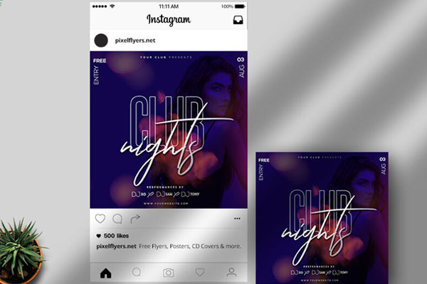 Instagram Flyer Template Featuring an Instagram Post Theme FREE PSD