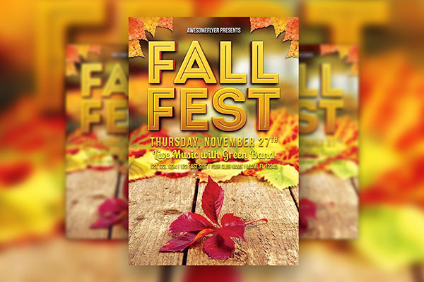 Leafy, Modern Fall Festival Flyer Template (FREE) - Resource Boy