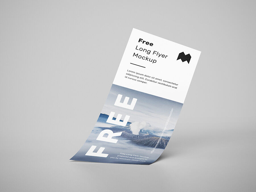 Long Flyer Mockup With Realistic Shadows FREE PSD