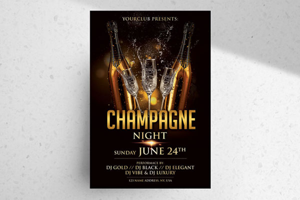 Luxury Champagne Night Flyer Template FREE PSD