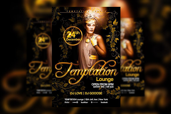 Luxury Temptation Lounge Nightclubs Flyer Template FREE PSD
