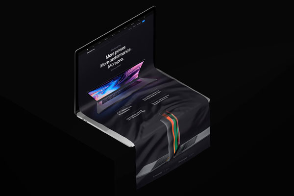 MacBook Covered by Long Wrinkled Scroll Mockup FREE PSD