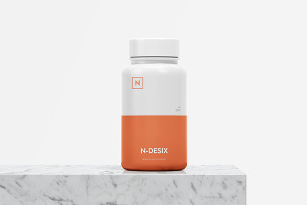 Medical/Supplement Bottle Standing on Marble Stone Mockup FREE PSD