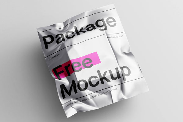 Metallic Paper Package Covering Squared Object Mockup FREE PSD