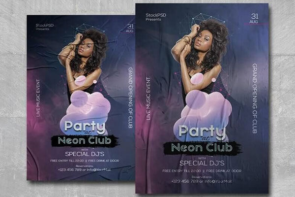 Minimal, Galaxy-Themed Night Party Flyer Template FREE PSD