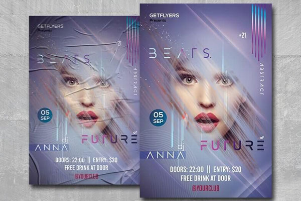 Minimal, Pastel Night Party Flyer Template FREE PSD
