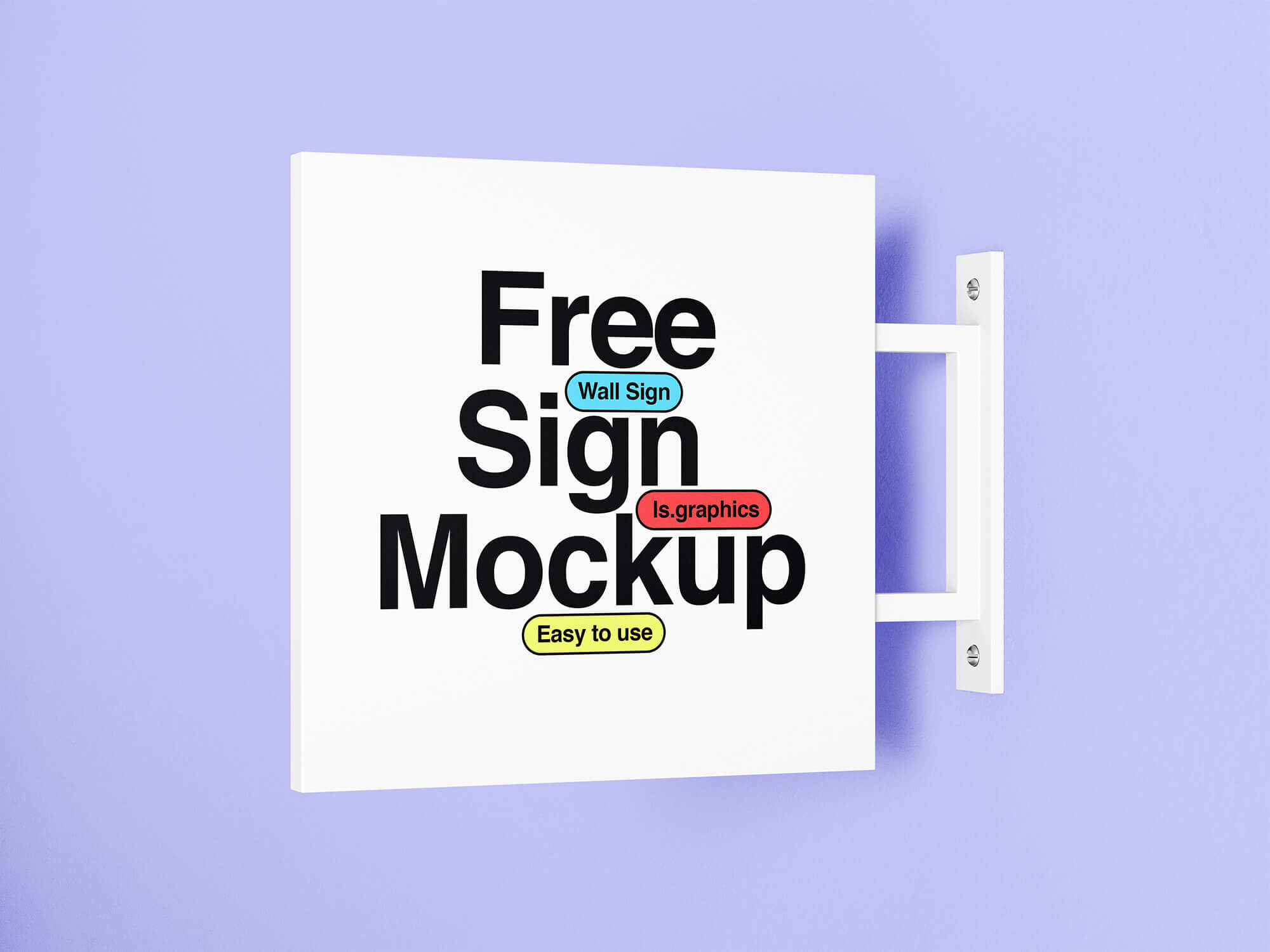 Minimal Square Sign Riveted on Wall Mockup (FREE) Resource Boy